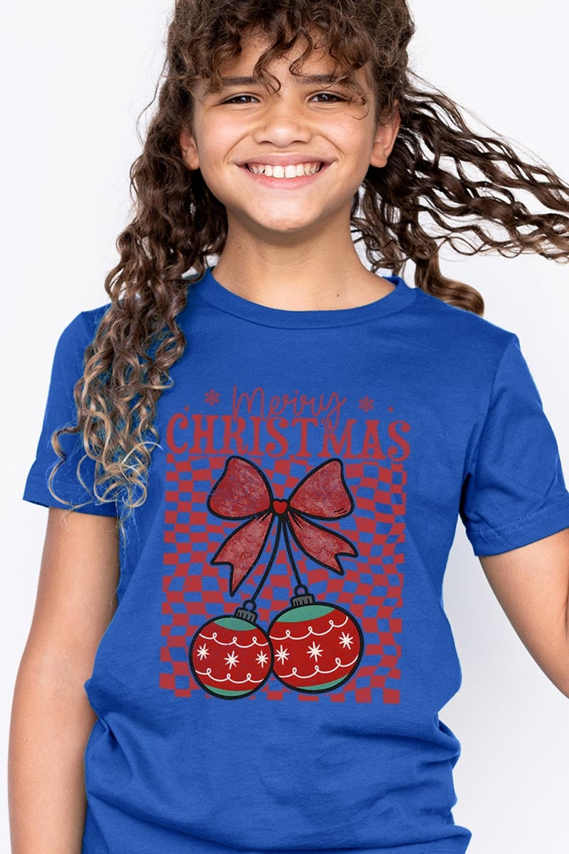 US3001Y-E3196Z Cherry Ornament Christmas Kids Graphic Tee $11