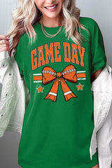 5000P-E3064 Orange Football Bow Graphic Plus Heavy Cotton Tee $12.75