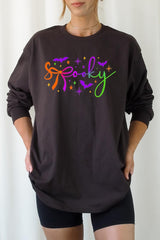 UL240-E3109 Spooky Halloween Graphic Long Sleeve Tee $13.75