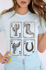 US3001P-E3094 Western Cowgirl Card Graphic Plus Tee $16