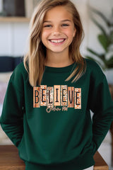 UL180B-E3167Z Believe Fall Christian Kids Graphic Sweatshirt $20