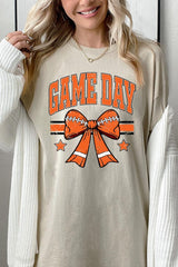 5000P-E3064 Orange Football Bow Graphic Plus Heavy Cotton Tee $12.75