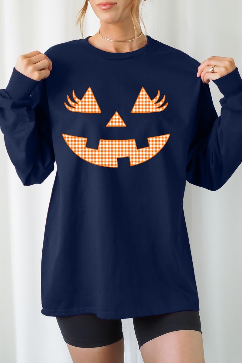 UL240P-E3148 Cute Pumpkin Halloween Plus Long Sleeve Tee $17