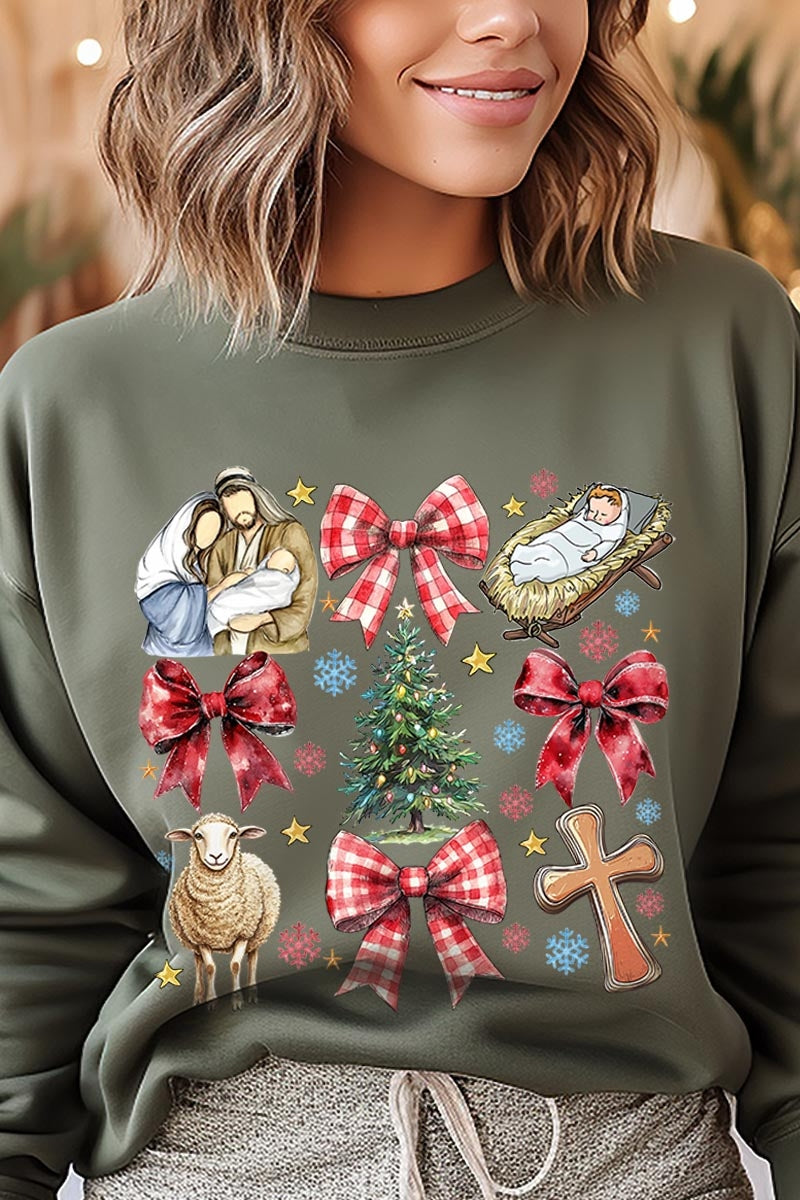 UL180-E3219 Nativity Scene Christmas Graphic Sweatshirt $20