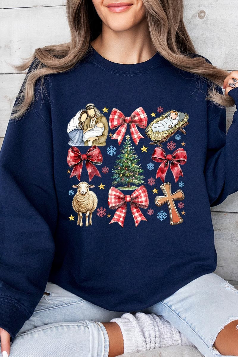 UL180-E3219 Nativity Scene Christmas Graphic Sweatshirt $20