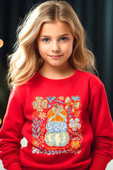 UL180B-E3153Z Floral Pumpkin Stack Kids Graphic Sweatshirt $20