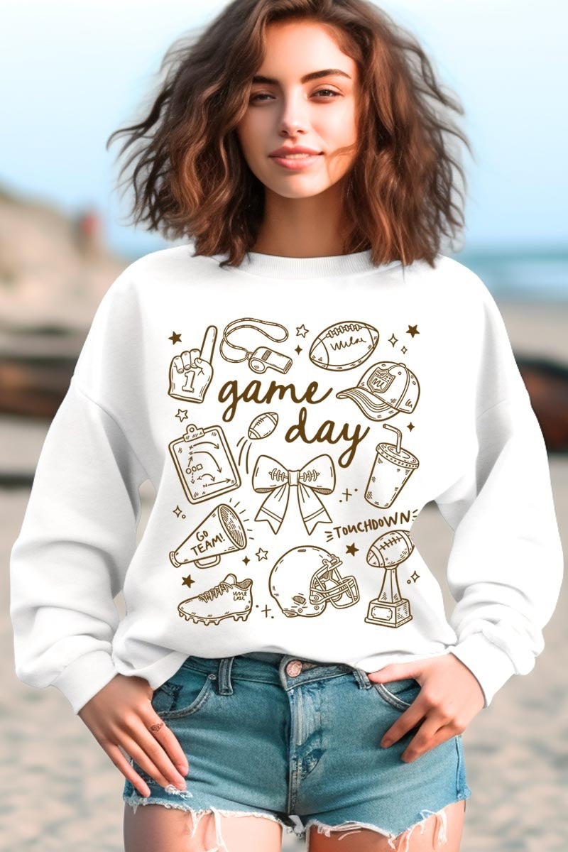 UL180P-E3081 Football Doodles Graphic Plus Sweatshirt $25