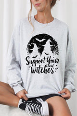 UL240P-E3161 Local Witches Halloween Graphic Plus Long Sleeve Tee $17