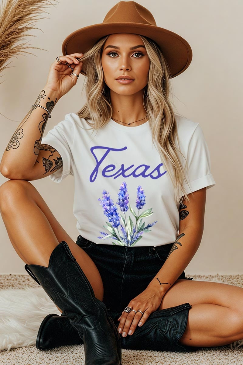 5000-E3060 Texas Bluebonnet Graphic Heavy Cotton Tee $9