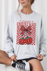 UL240P-E3196 Cherry Ornament Christmas Graphic Plus Long Sleeve Tee $17