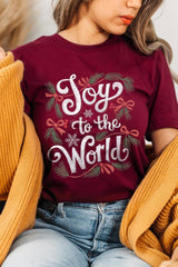US3001P-E3221 Joy to the World Christmas Graphic Plus Tee $16