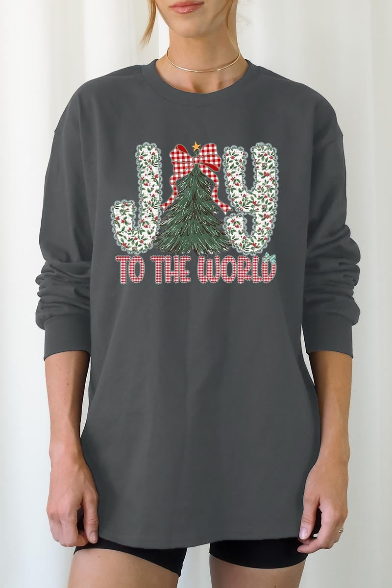 UL240P-E3213 Joy to the World Graphic Plus Long Sleeve Tee $17