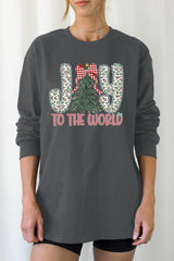 UL240-E3213 Joy to the World Graphic Long Sleeve Tee $13.75