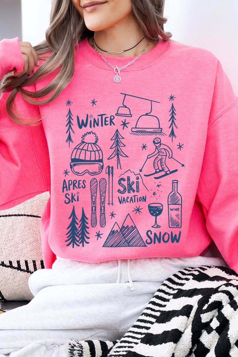 UL180P-E3188 Ski Doodle Graphic Plus Sweatshirt $25