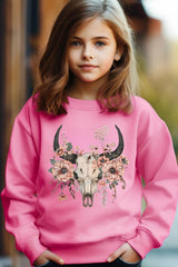 UL180B-E3113Z Western Skull Floral Kids Graphic Sweatshirt $20