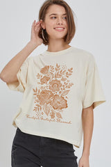 CTS-E3155 Neutral Thanksgiving Graphic Relaxed Crop Top $11