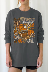 UL240-E3134 Fall Football Collage Graphic Long Sleeve Tee $13.75