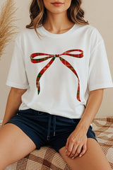 US3001P-E3211 Red Bow Christmas Graphic Plus Tee $16