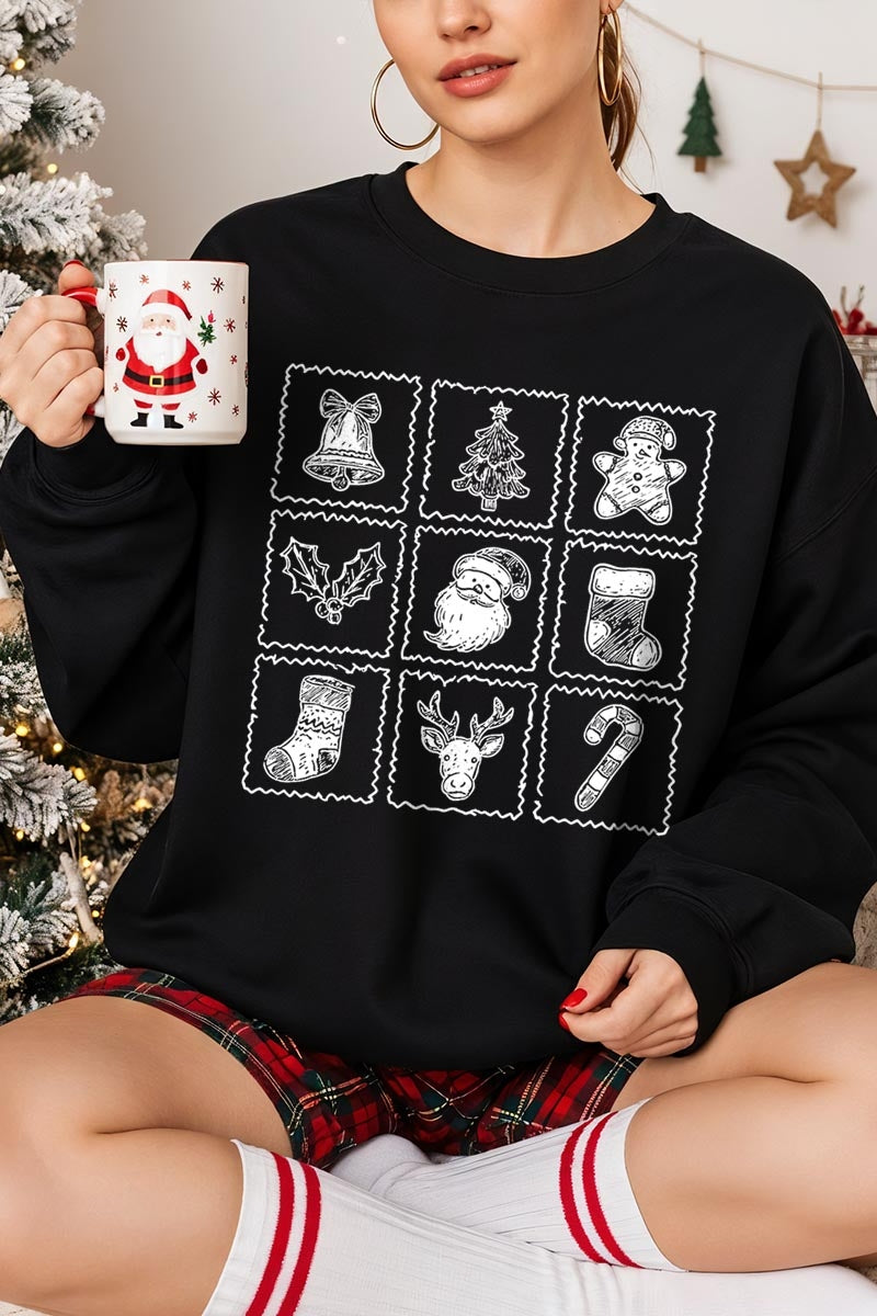 UL180-E3215 Christmas Icons Graphic Sweatshirt $20