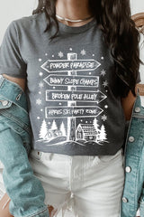US3001P-E3189 Ski Lodge Signs Graphic Plus Tee $16
