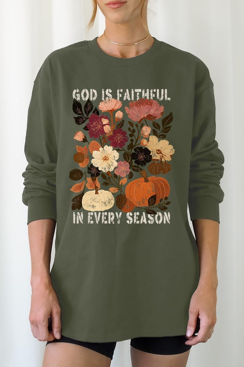 UL240-E3171 Faithful In Every Season Graphic Long Sleeve Tee $13.75