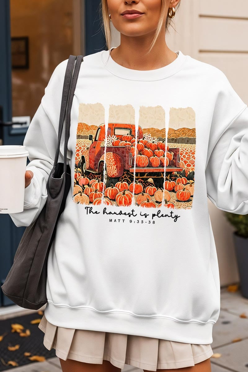 UL180P-E3172 Harvest Is Plenty Graphic Plus Sweatshirt $25