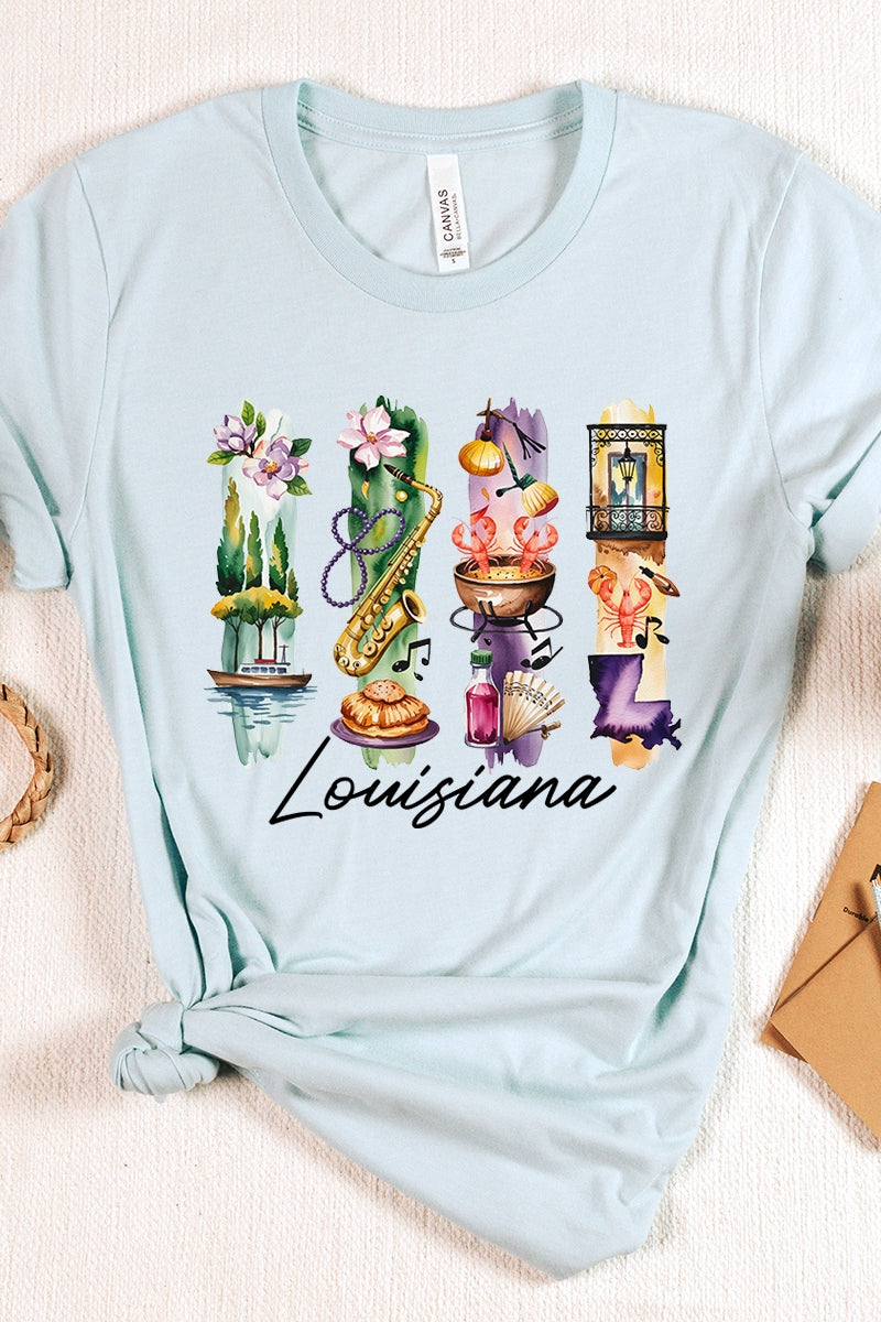 US3001-E3061LA Louisiana State Brushstroke Graphic Tee $12.5