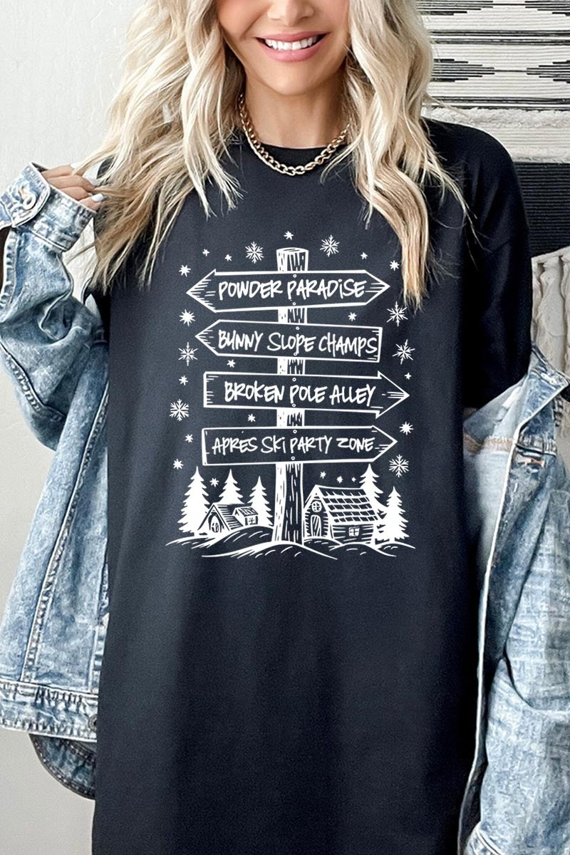 5000-E3189 Ski Lodge Signs Graphic Heavy Cotton Tee $9