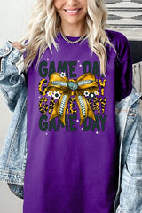 5000-E3090 Yellow Football Game Day Bow Heavy Cotton Tee $9