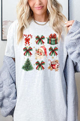5000P-E3217 Santa Gifts & Bows Christmas Graphic Plus Heavy Cotton Tee $12.75