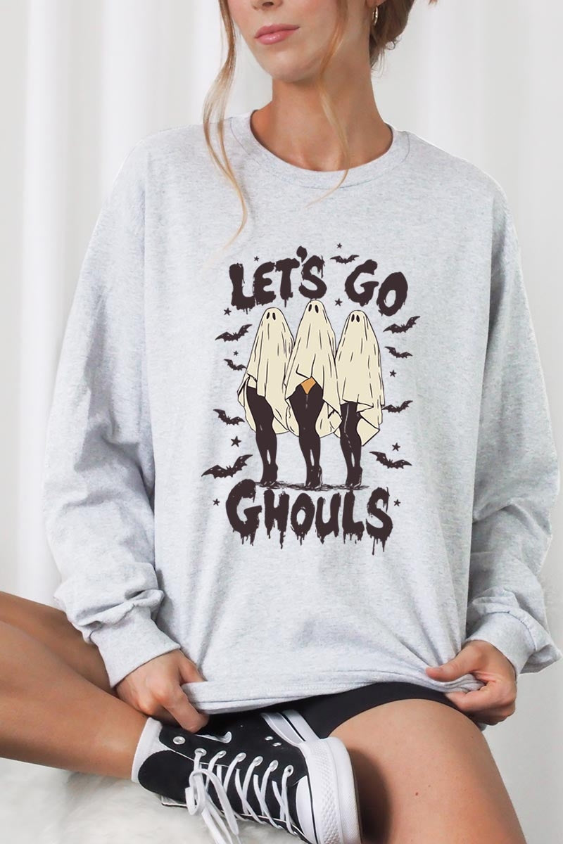 UL240P-E3160 Letu2019s Go Ghouls Ghost Graphic Plus Long Sleeve Tee $17