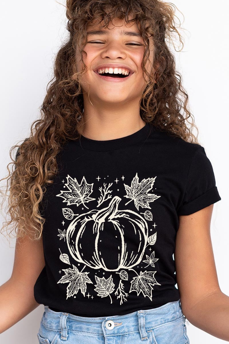 US3001Y-E3162Z Fall Pumpkin Kids Graphic Tee $11