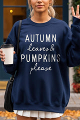 UL180-E3158 Autumn Leaves Pumpkins Graphic Sweatshirt $20