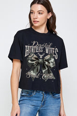 CTS-E3193 Hunters Wives Social Club Graphic Relaxed Crop Top $11