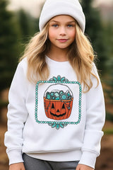 UL180B-E3140Z Halloween turquoise pumpkin Kids Sweatshirt $20