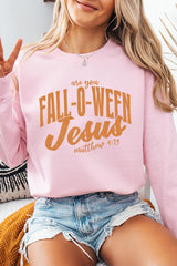 UL180P-E3143 Are You Fall O Ween Jesus Graphic Plus Sweatshirt $25