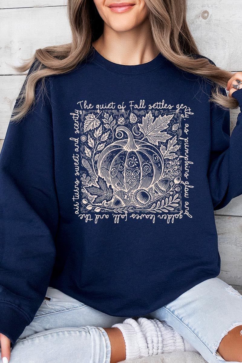 UL180-E3112 Fall Pumpkin Botanical Graphic Sweatshirt $20