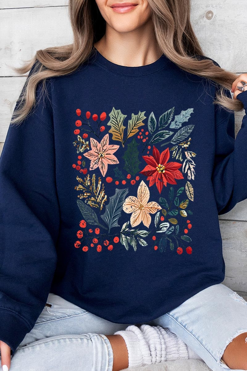 UL180-E3186 Floral Christmas Graphic Sweatshirt $20