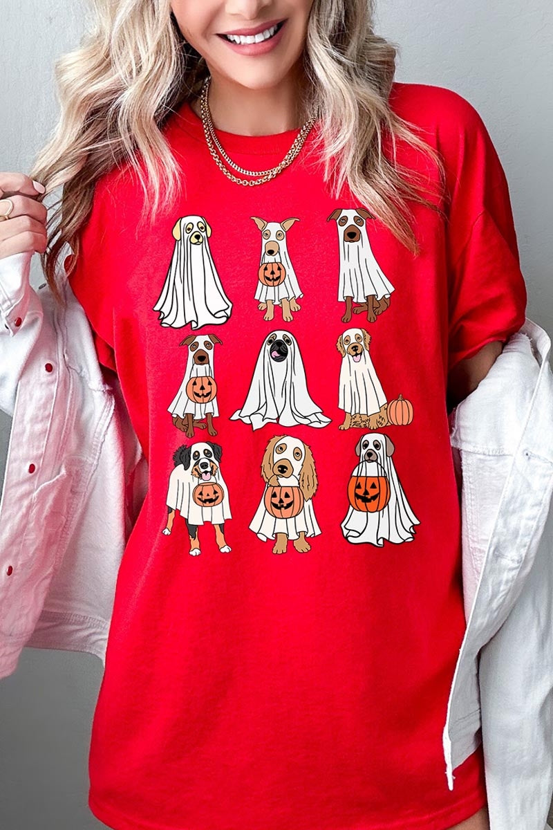 5000P-E3106 Halloween Ghost Dog Graphic Plus Heavy Cotton Tee $12.75