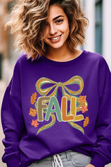 UL180-E3121 Fall Brushstroke Bow Graphic Sweatshirt $20