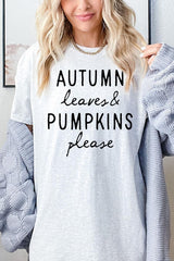 5000-E3158 Autumn Leaves Pumpkins Graphic Heavy Cotton Tee $9