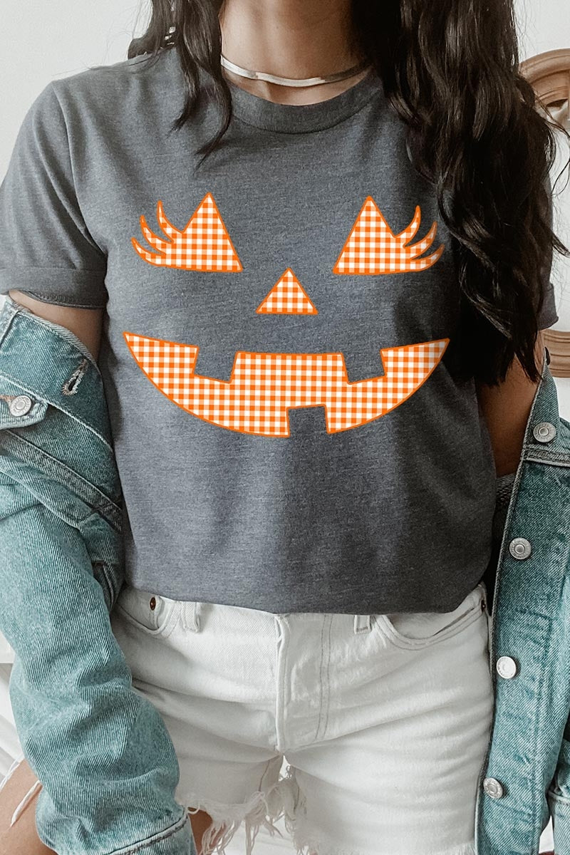 US3001-E3148 Cute Pumpkin Halloween Graphic Tee $12.5