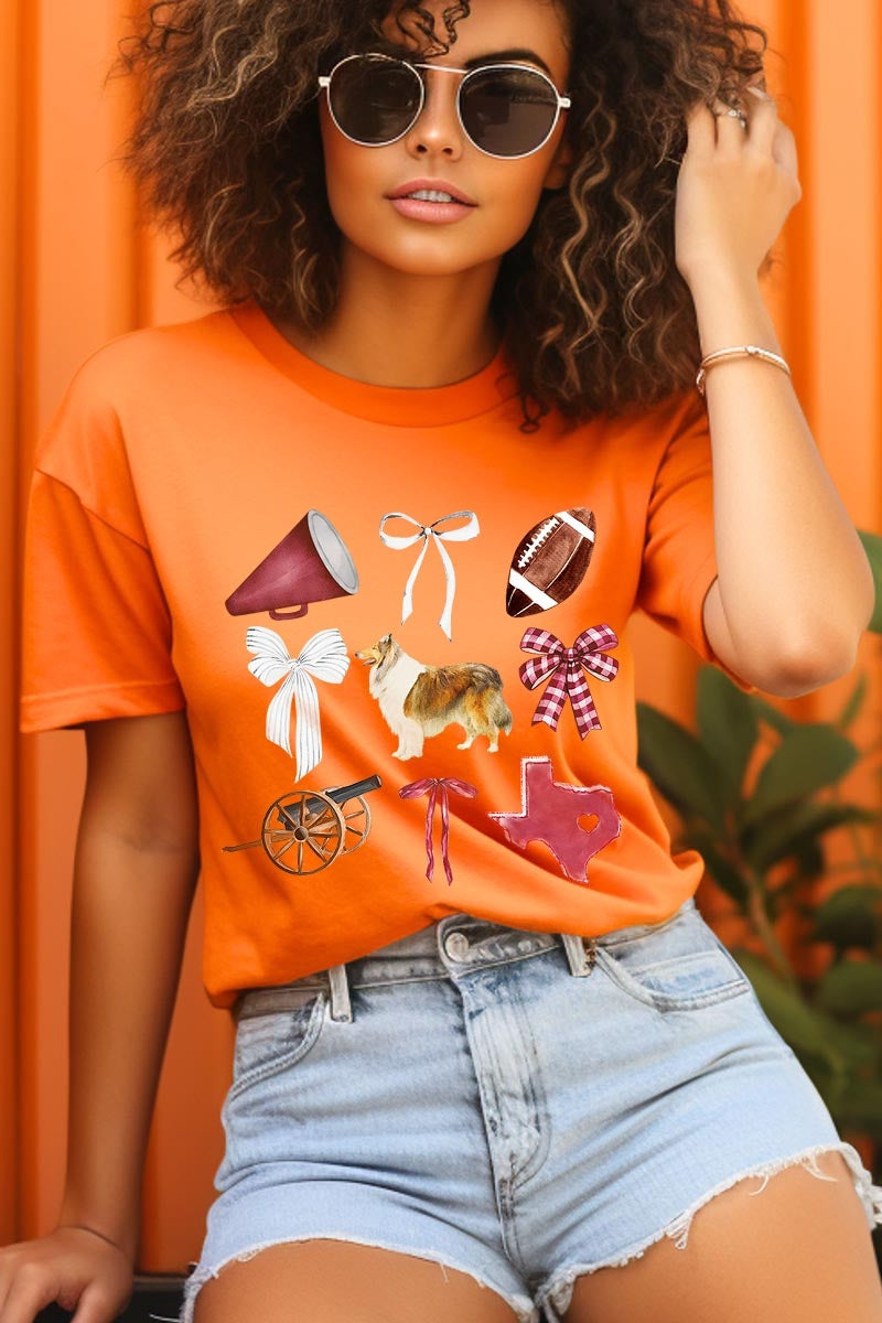 US3001-E3079 Texas Football Graphic Tee $12.5