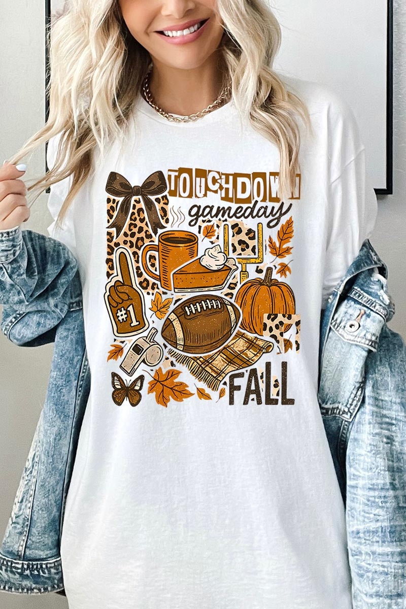 5000P-E3134 Fall Football Collage Plus Heavy Cotton Tee $12.75