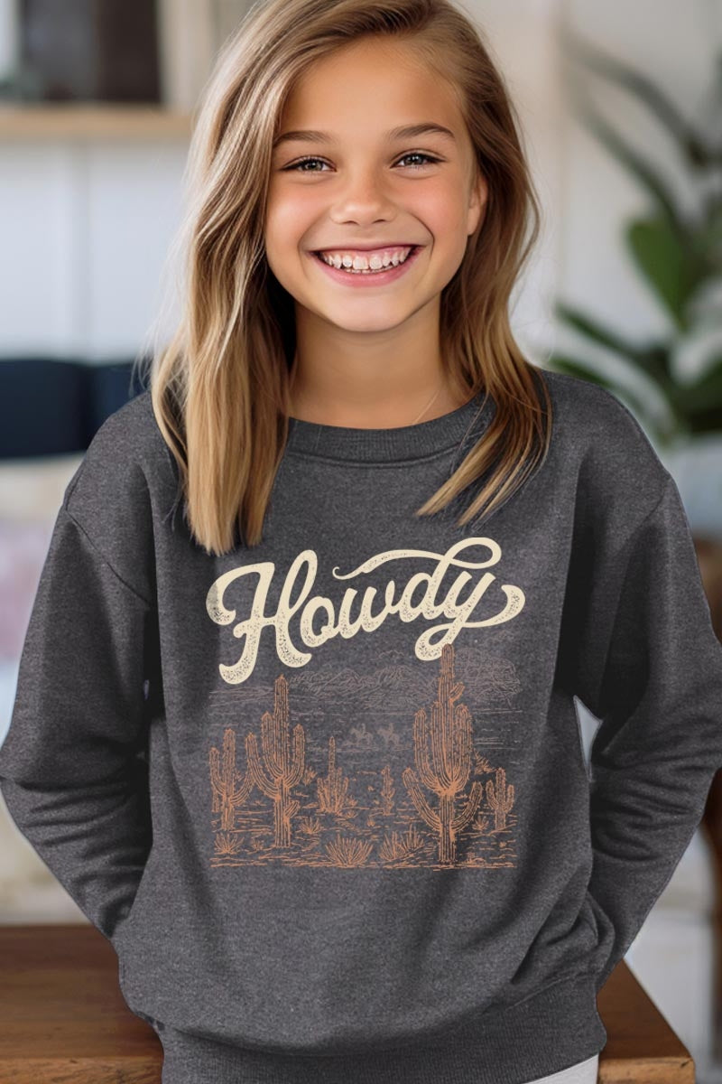 UL180B-E3095Z Howdy Desert Western Kids Graphic Sweatshirt $20