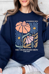 UL180-E3067 Consider the Wildflowers Graphic Sweatshirt $20