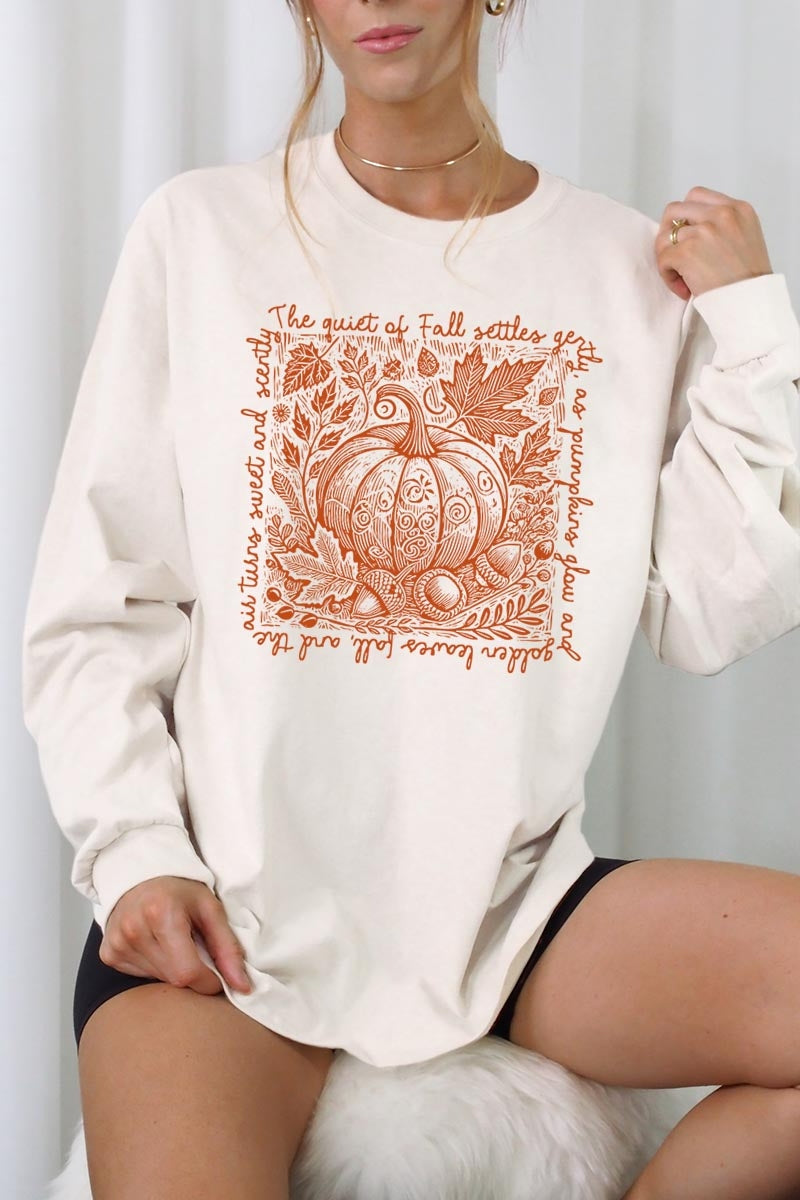 UL240P-E3112 Fall Pumpkin Graphic Plus Long Sleeve Tee $17