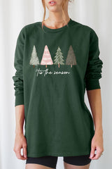 UL240P-E3218 Rustic Christmas Trees Graphic Plus Long Sleeve Tee $17