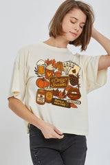 CTS-E3119 Retro Fall Collage Graphic Relaxed Crop Top $11