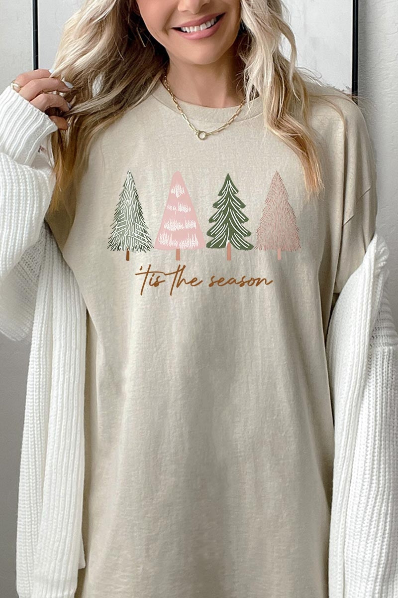 5000P-E3218 Rustic Christmas Trees Graphic Plus Heavy Cotton Tee $12.75